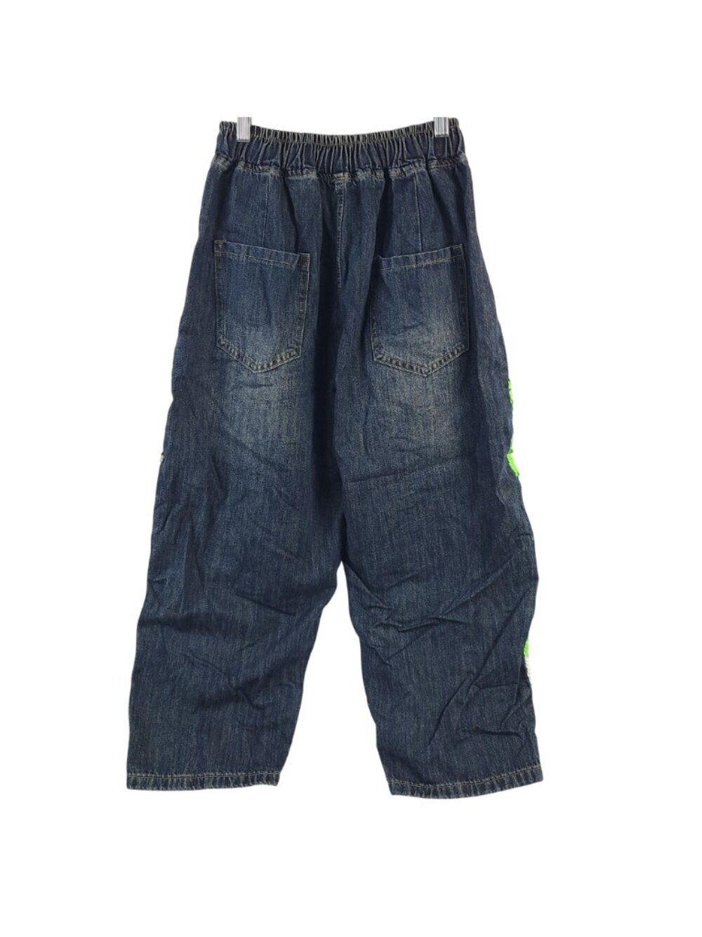 Kitmaple Dragon Sequin Embellished Denim Jogger Pants With Drawstring Waist - Picture 9 of 11